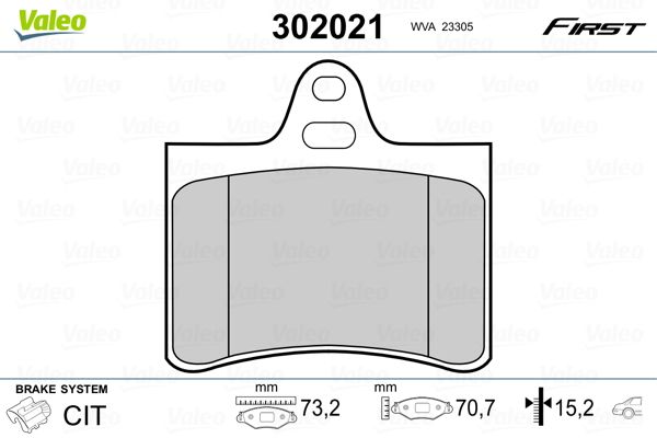 Brake Pad Set, disc brake VALEO 302021