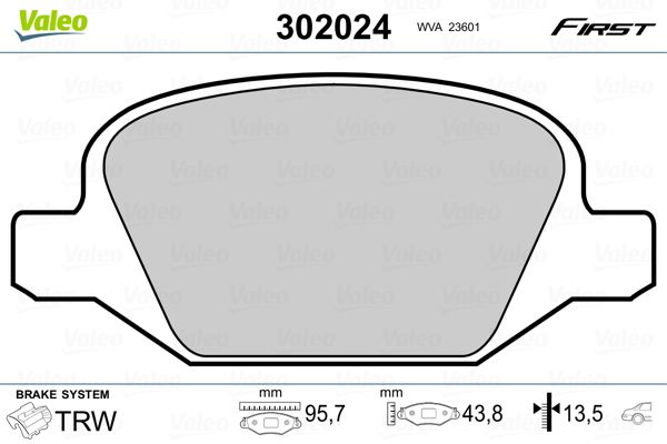 Brake Pad Set, disc brake VALEO 302024