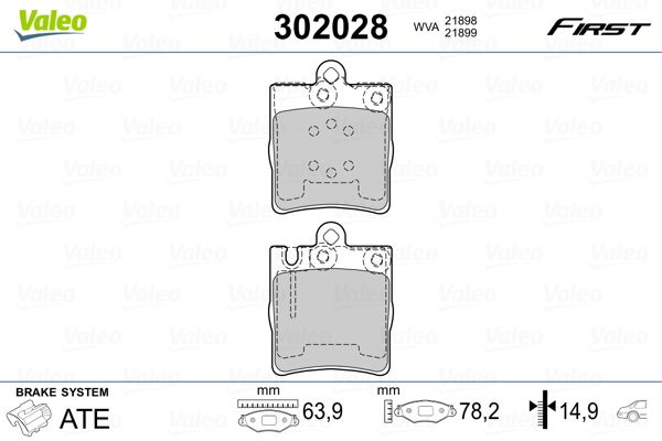 Brake Pad Set, disc brake VALEO 302028