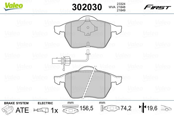 Brake Pad Set, disc brake VALEO 302030