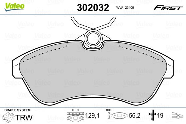 Brake Pad Set, disc brake VALEO 302032