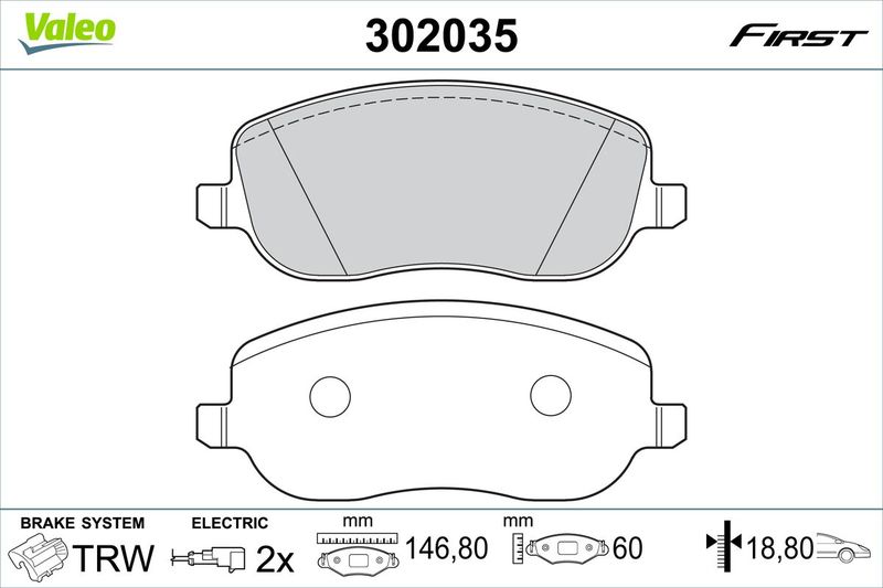 Brake Pad Set, disc brake VALEO 302035