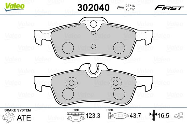 Brake Pad Set, disc brake VALEO 302040