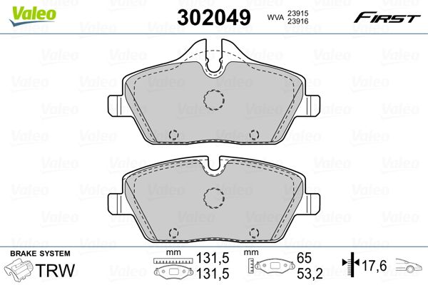 Brake Pad Set, disc brake VALEO 302049