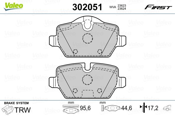 Brake Pad Set, disc brake VALEO 302051