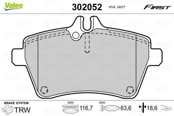 Brake Pad Set, disc brake VALEO 302052