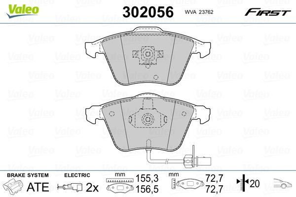 Brake Pad Set, disc brake VALEO 302056