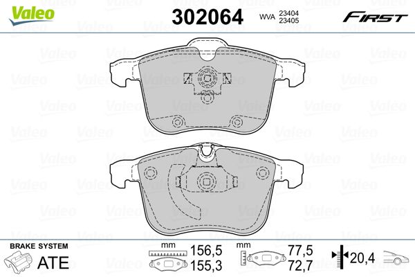 Brake Pad Set, disc brake VALEO 302064