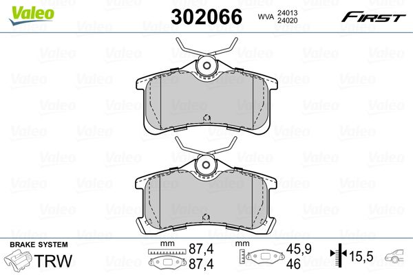 Brake Pad Set, disc brake VALEO 302066