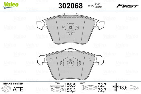 Brake Pad Set, disc brake VALEO 302068