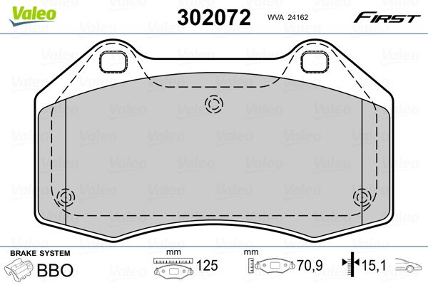 Brake Pad Set, disc brake VALEO 302072