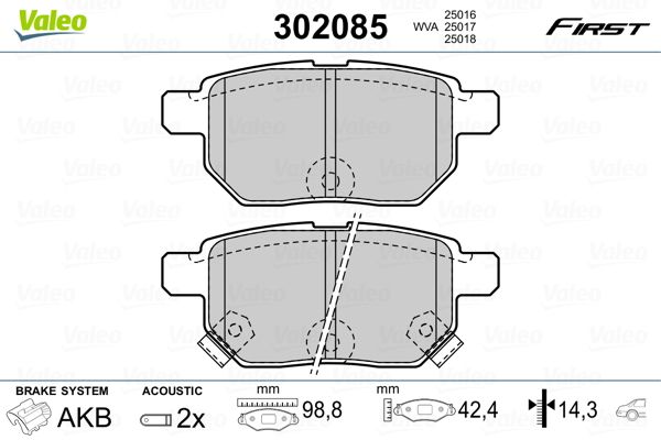 Brake Pad Set, disc brake VALEO 302085