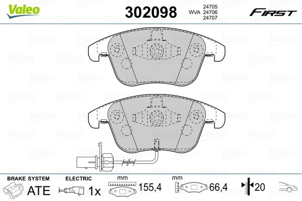 Brake Pad Set, disc brake VALEO 302098