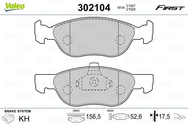 Brake Pad Set, disc brake VALEO 302104