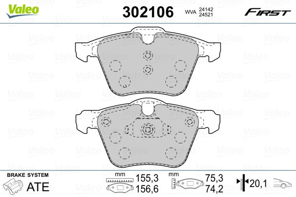 Brake Pad Set, disc brake VALEO 302106