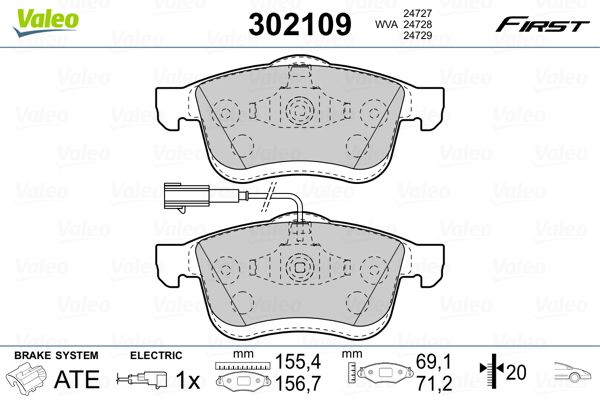 Brake Pad Set, disc brake VALEO 302109