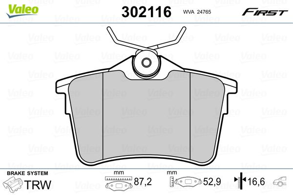 Brake Pad Set, disc brake VALEO 302116