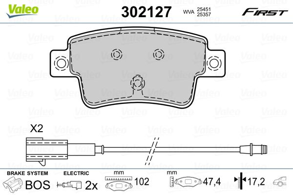 Brake Pad Set, disc brake VALEO 302127