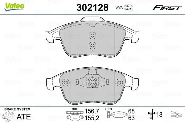 Brake Pad Set, disc brake VALEO 302128