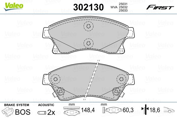 Brake Pad Set, disc brake VALEO 302130