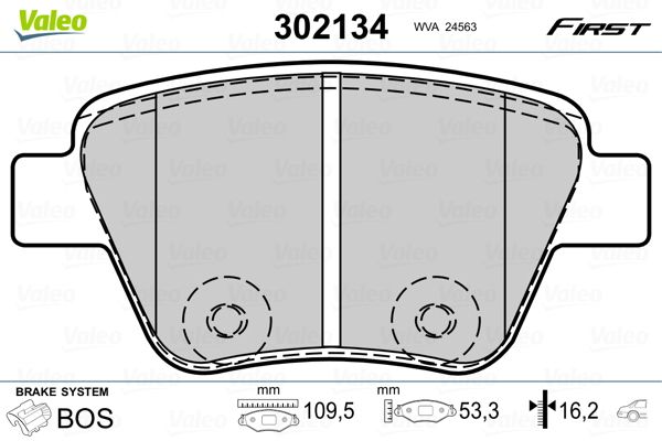 Brake Pad Set, disc brake VALEO 302134