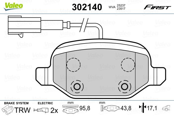 Brake Pad Set, disc brake VALEO 302140