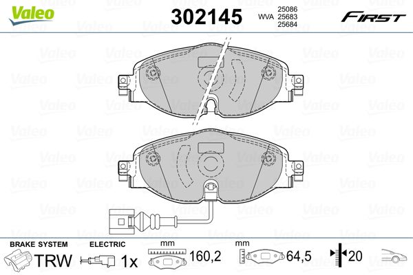 Brake Pad Set, disc brake VALEO 302145