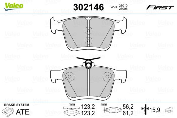 Brake Pad Set, disc brake VALEO 302146