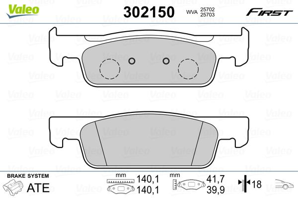 Brake Pad Set, disc brake VALEO 302150