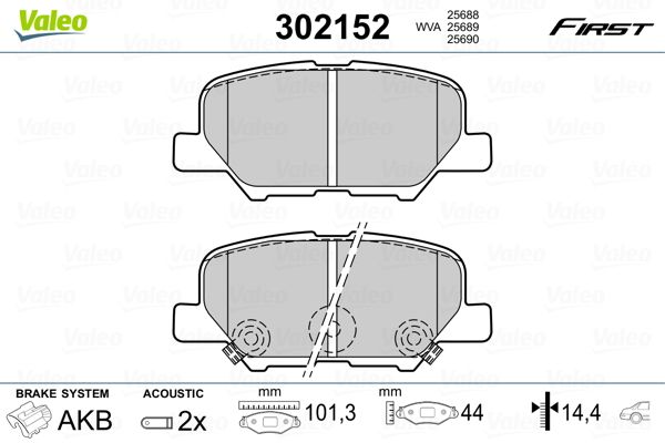 Brake Pad Set, disc brake VALEO 302152