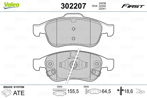 Brake Pad Set, disc brake VALEO 302207