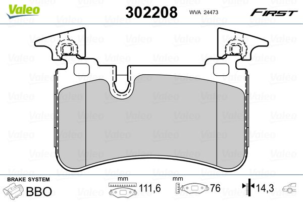 Brake Pad Set, disc brake VALEO 302208