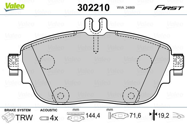 Brake Pad Set, disc brake VALEO 302210