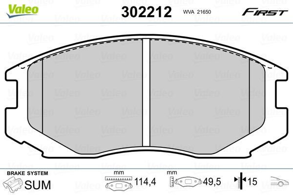 Brake Pad Set, disc brake VALEO 302212