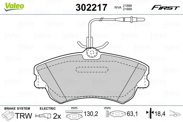 Stabdžių trinkelių rinkinys, diskinis stabdys VALEO 302217