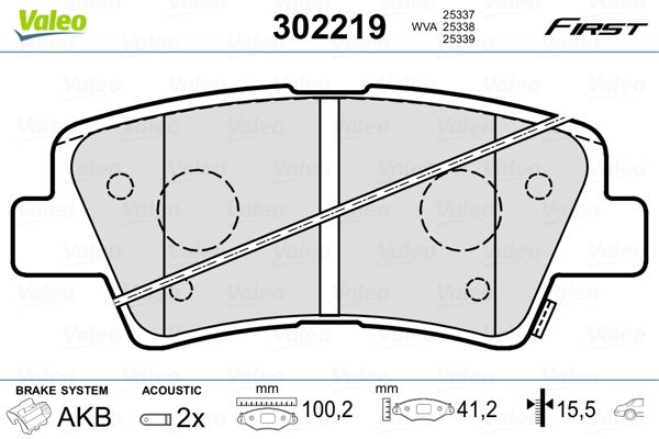 Brake Pad Set, disc brake VALEO 302219