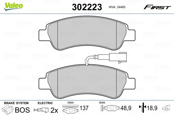 Brake Pad Set, disc brake VALEO 302223