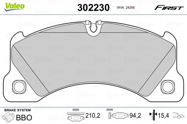 Комплект гальмівних накладок, дискове гальмо VALEO 302230