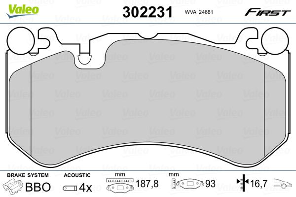 Brake Pad Set, disc brake VALEO 302231