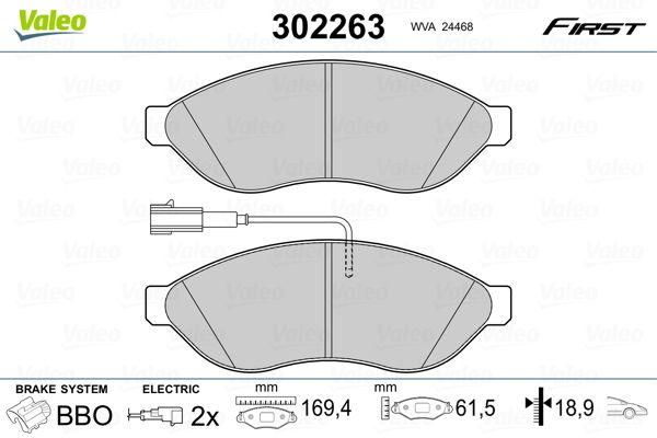 Brake Pad Set, disc brake VALEO 302263