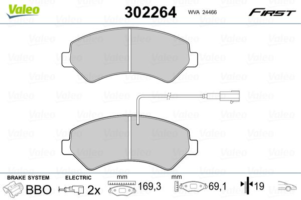 Brake Pad Set, disc brake VALEO 302264