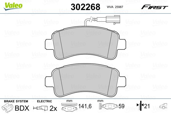 Brake Pad Set, disc brake VALEO 302268