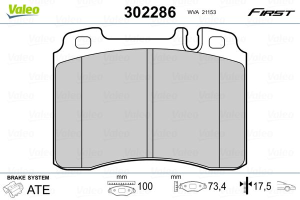 Brake Pad Set, disc brake VALEO 302286