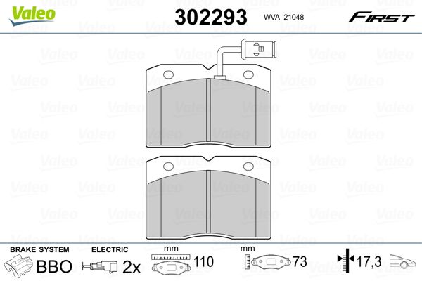 Brake Pad Set, disc brake VALEO 302293