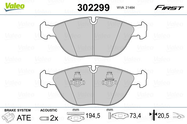 Brake Pad Set, disc brake VALEO 302299