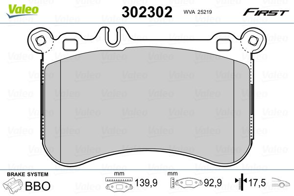 Brake Pad Set, disc brake VALEO 302302