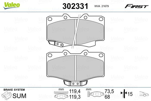 Brake Pad Set, disc brake VALEO 302331