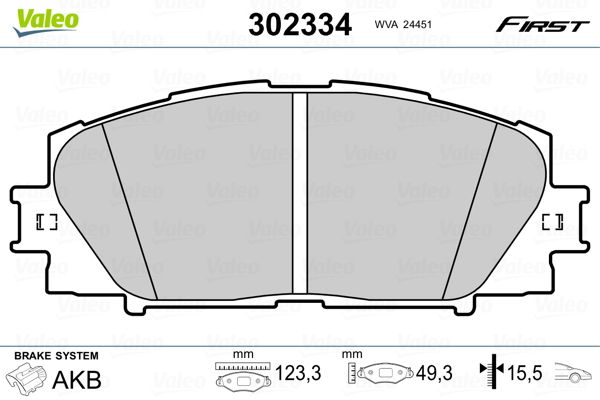 Brake Pad Set, disc brake VALEO 302334