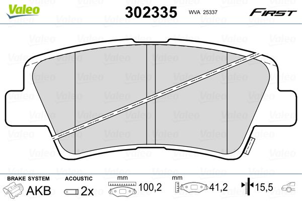 Brake Pad Set, disc brake VALEO 302335