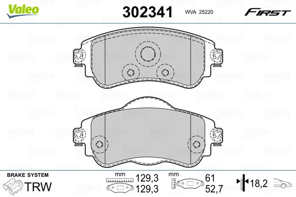 Brake Pad Set, disc brake VALEO 302341